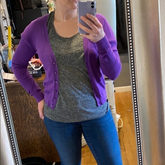 JCP Classic Button Close Purple Cardigan Sweater EUC - Picture 1 of 6